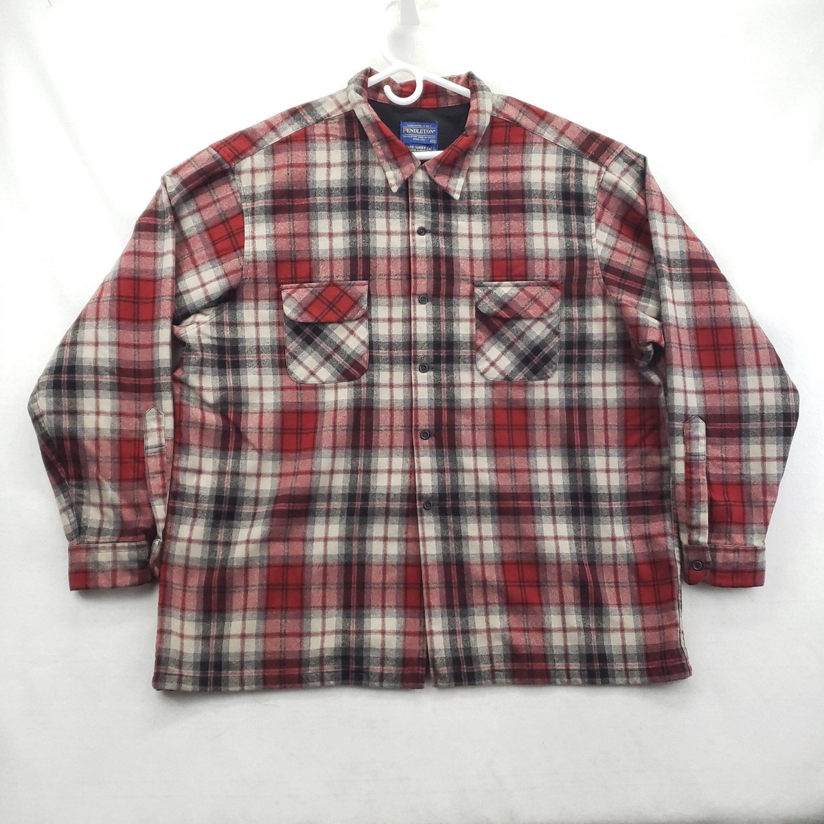 Pendleton Board Shirt Jac Mens 3XL Red Plaid Flannel Wool Lined
