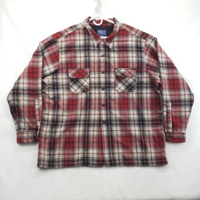 Pendleton Board Shirt Jac Mens 3XL Red Plaid Flannel Wool Lined
