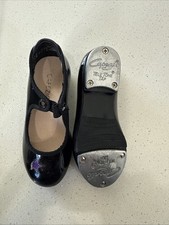 Capezio Girls Tap Shoe Black Patent TeleTone Kids Size 8.5W