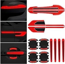 12-Piece Reflective Safety Stickers for Car, Including Rearview Mir Color: Red