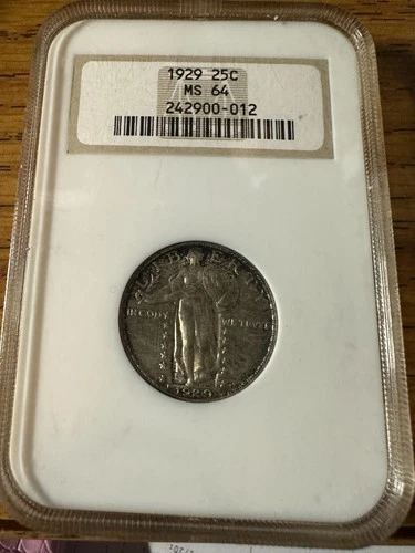 1929-P STANDING LIBERTY 25c MS 64 NGC SOAP BOX HOLDER
