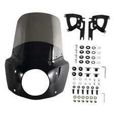 Motorcycle 7" Headlight Fairing with Windscreen  15" Smoke Windshield