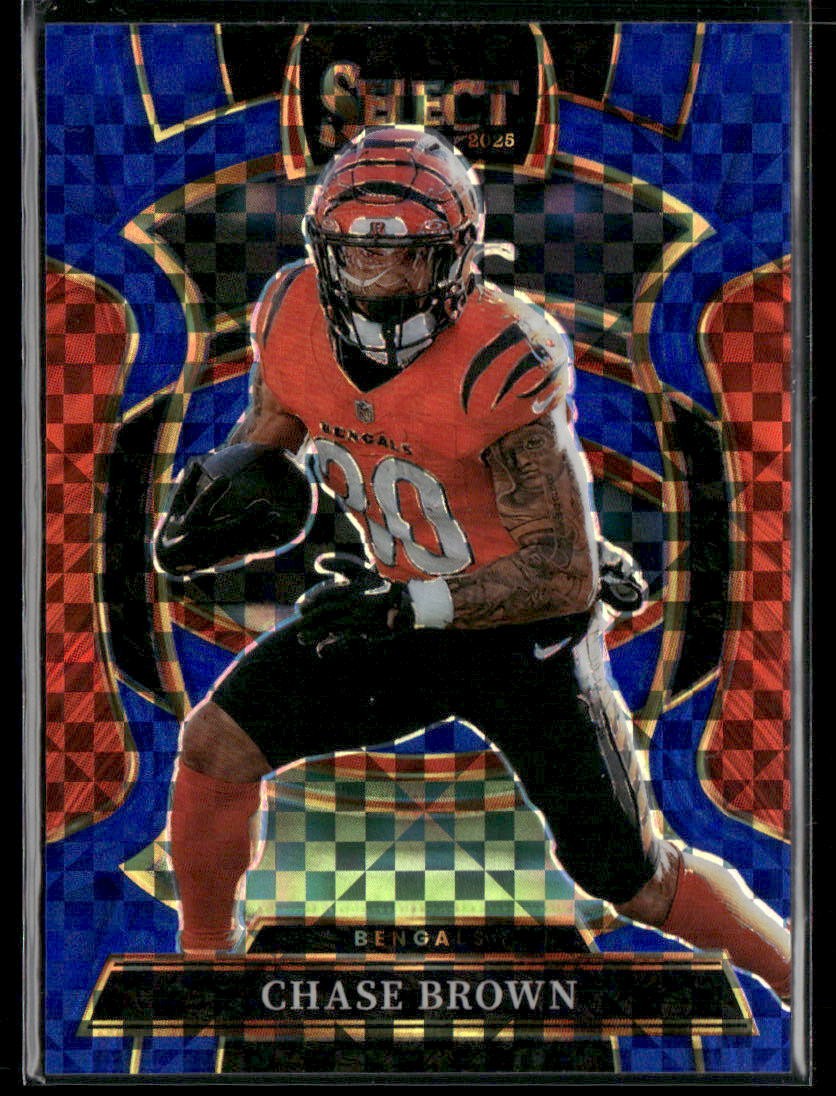 2025 Panini Select #59 Chase Brown Blue Prizm #/249 Cincinnati Bengals