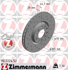 2x ZIMMERMANN Bremsscheibe SPORT Z 110.2224.52 für ALFA GIULIA 952ABA25B 952ASM2