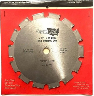 Freud Saw Blade 5/8'' DIAMOND ARBOR, 7  1/4'', 14 teeth, NAIL CUTTING SAW, PS503
