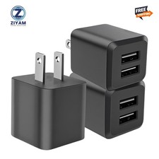 3-Pack Dual USB Wall Charger Cube Power Adapter – Black Fast Charging