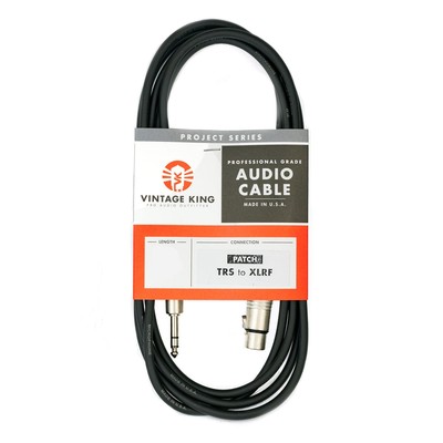 Vintage King Project Studio Patch TRS to XLRF Audio Cable - 15'