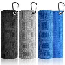 Pro 3 Pack Golf Towels 16"x16", Durable Microfiber Golf Towels with Hook and ...