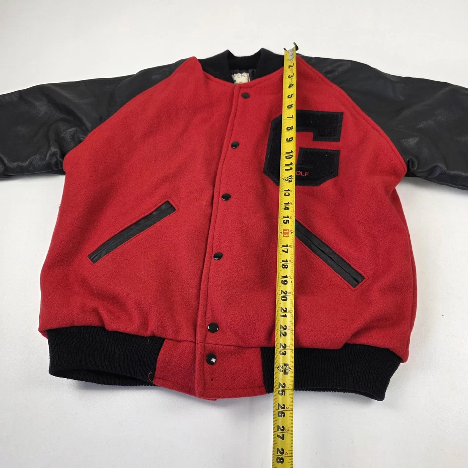 Vtg Maverick Dallas Texas Wool Leather Varsity Jacket Red Black 42 G GOLF Patch Foto 4 de 4