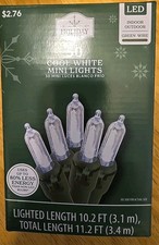 HOLIDAY TIME 219-2215-GW 50CT COOL WHITE MINI LED LIGHTS 10' - NEW 