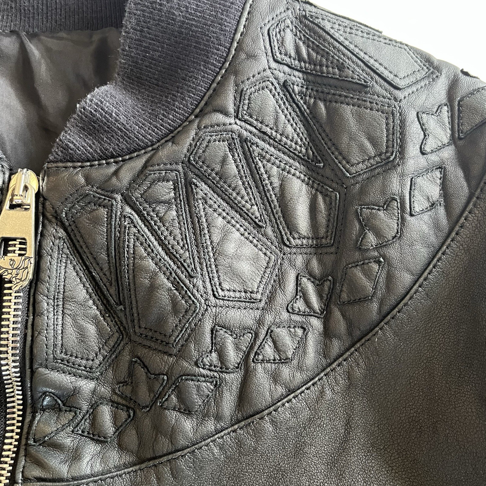 Versace Collection Leather Patchwork Bomber Jacke… - image 11