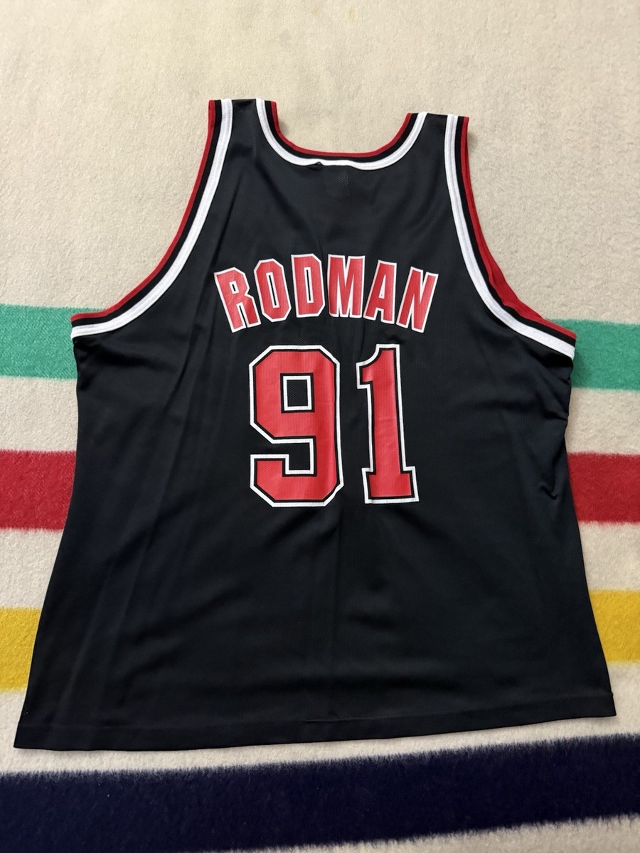 Vintage Chicago Bulls Dennis Rodman 91 Away Black Champion Jersey