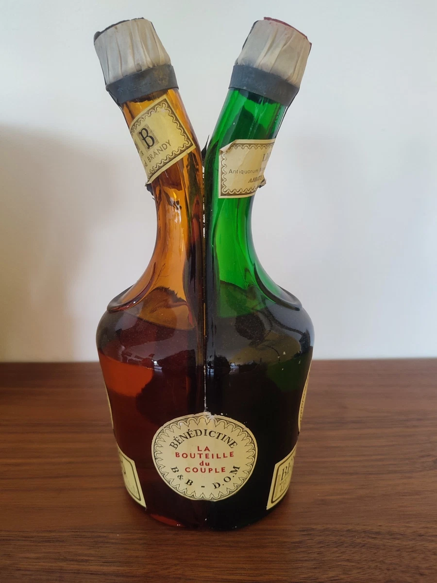 Ancien Service à Liqueur Bénédictine - 7 Verres Vintage Vert - Fabrication Française