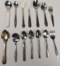 Mixed Lot 14 Vtg Retro Baby Spoons  Forks Stainless Steel Gerber Oneida Evenflo