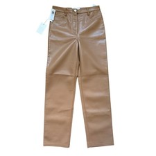 NWT Aritzia Wilfred Melina Pant Size 6 Saville Tan Vegan Leather High Rise