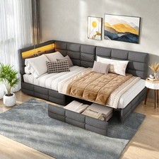 Modern Polsterbett 90x200 Sofabett Schlafsofa Tagesbett Jugendbett Bettgestel