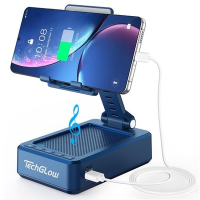 TechGlow Gifts for Men Women Foldable Cellphone Stand with Bluetooth Blue