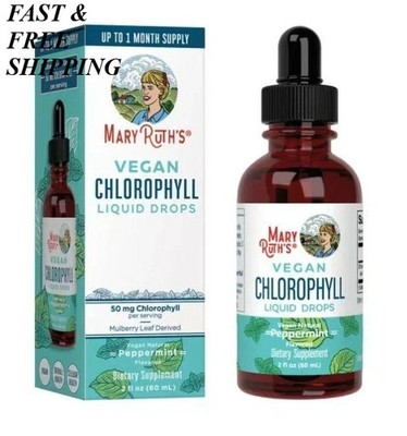 NEW Mary Ruth's VEGAN Chlorophyll Liquid Drops Peppermint Flavored 2Fl Oz (60ml)