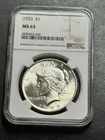 1923 $1 Peace Silver Dollar Gem BU Graded NGC MS63 Coin (Slab1485)