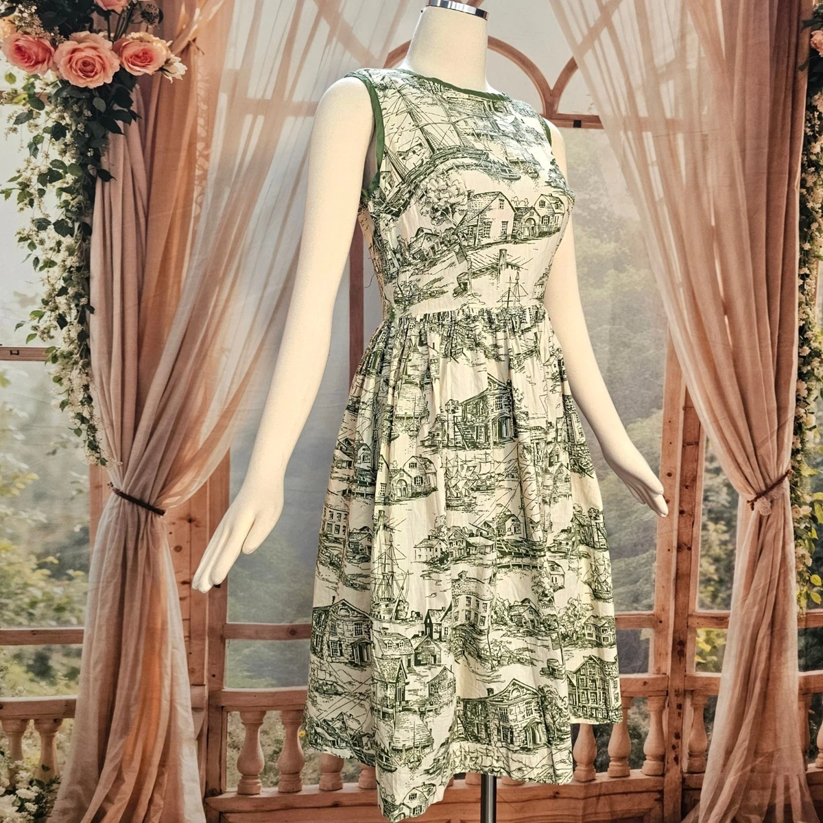 lime green skater dress JILL- 1950s pencil dress with contrast trim & buttons – heartmycloset