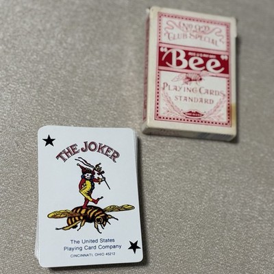 Vintage ''BEE'' No. 92 Club Special Playing Cards Back No 67 Cambric Finish Red