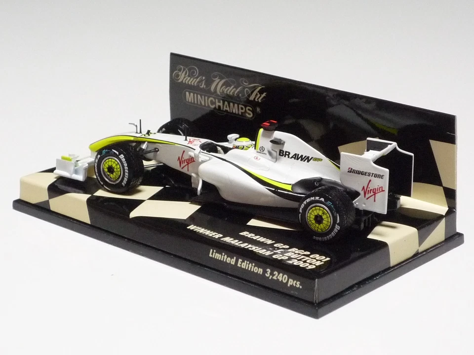 MINICHAMPS 1:43 BRAWN GP BGP 001 J. BUTTON WINNER GP MALESIA 2009 - Immagine 3 di 4