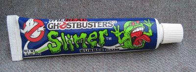 VINTAGE 1980s THE REAL GHOSTBUSTERS SLIMER BUBBLE GUM TUBE NEAR MINT UNOPENED