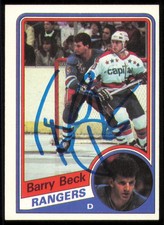 Barry Beck Signed 1984-85 Topps Card #105 New York Rangers
