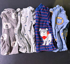 Carter's 9M Cotton Footed Zip One Piece Sleepers Lot 4 Bear Lion Dog