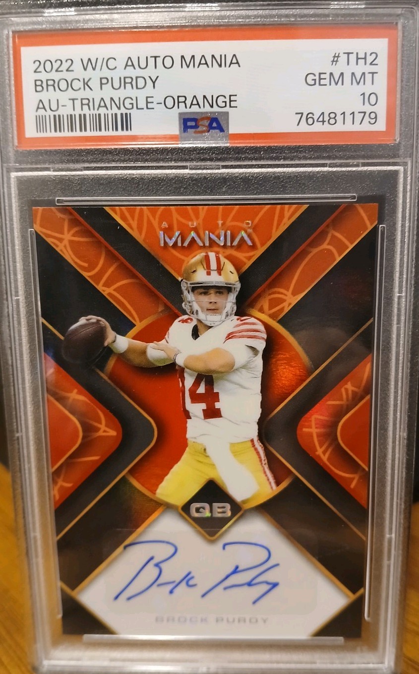 Brock Purdy Wild Card Auto Mania Autographs #TH2 Triangle-Orange
