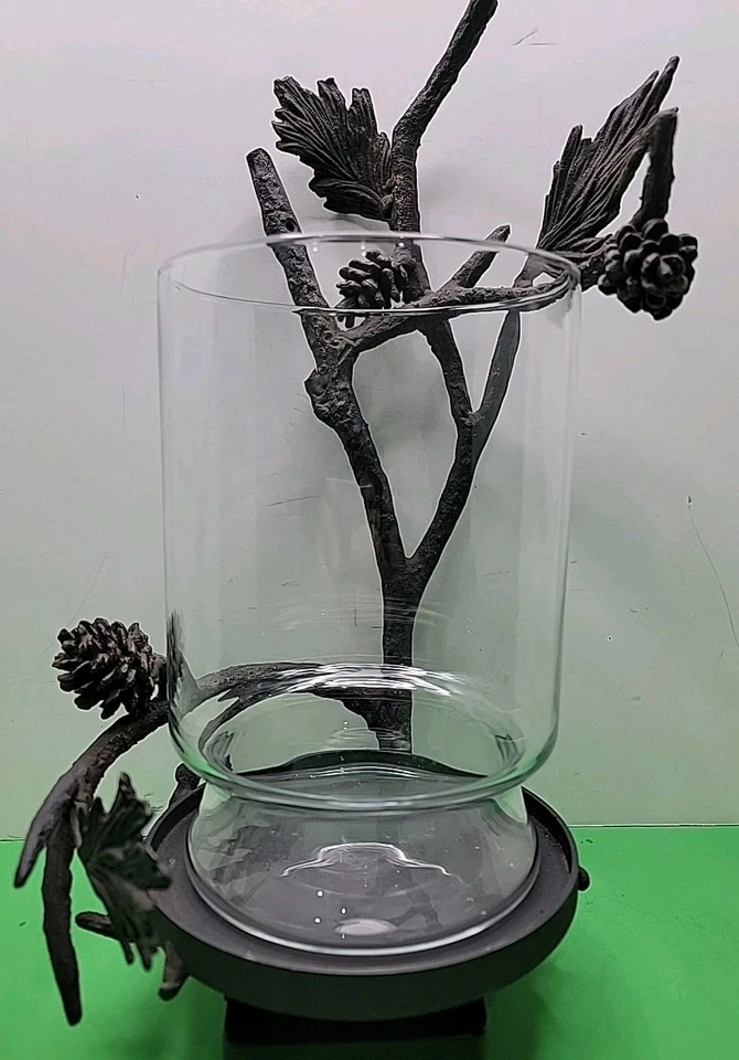 18" Tall San Pacific International Cast Iron Pinecone Wall Candle Sconce - Image 3 of 4