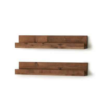 4 In. X 28 In. X 4.75 In. Walnut Solid Wood Nursery Floating Decorative Wall She