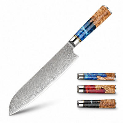 7'' Damascus Santoku Knife 67-Layer VG10 Japanese Kitchen Knife Resin Handle