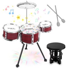 Upgraded Toddler Drum Set with Lights Kids Jazz Drum Kit for 3-5 Boys Girls