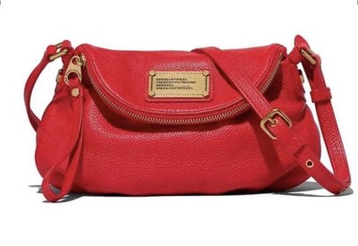 Marc by Marc Jacobs Classic Q Mini Natasha Red Pebbled Crossbody Bag Gold 