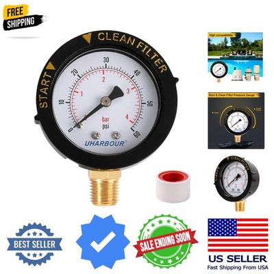 #ad Pool Filter Pressure Gauge 60psi 1 4quot; NPT Bottom Mount Pool Pump Pressure Ga... $15.99
