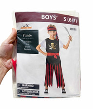 NEW Way to Celebrate Boys Pirate Costume Size S 6/7 Halloween 3pc Set Top Pants