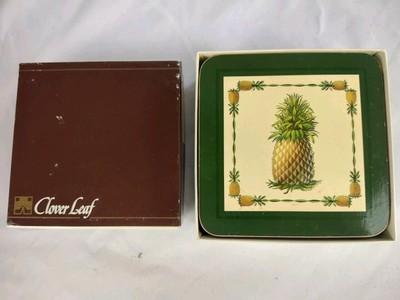  Pineapple Coasters Two Sets Of Six Clover Leaf Made In UK