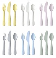 IKEA Kalas Kids 18pc Spoon Fork Knife Set BPA-Free Pastel Utensil Set 2 Packs