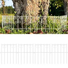 Decorative Garden Fences 20 Panels 12in L x 16.5in H Rustproof White Meta...