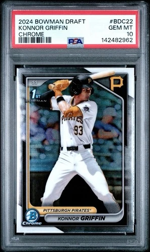 KONNOR GRIFFIN - 2024 BOWMAN CHROME DRAFT #BDC22 1ST PROSPECT PSA 10 GEM MINT 💎