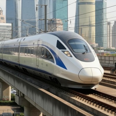 Chinese high-speed train, specifically a model of the CRH series. Photo 8.5x11