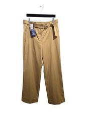 Brooks Brothers Women's High-Waisted Wide-Leg Trouser Belted Khaki Pants Size 14