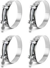 Stainless Steel 3" T-Bolt Hose Clamp, 83mm-91mm Range, 4 Pack