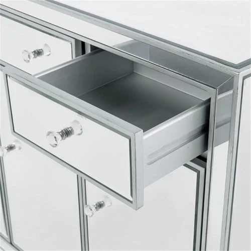 Elegant Decor Reflexion 4 Door 56" Mirrored Buffet Cabinet in Antique Silver - Picture 10 of 11