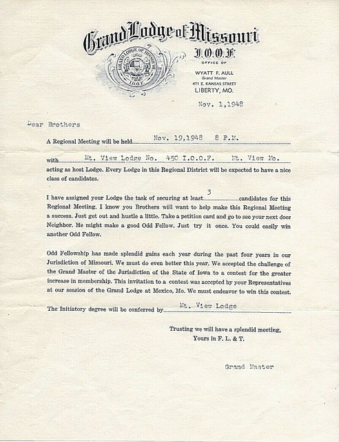 1948~GRAND LODGE OF MISSOURI ODD FELLOWS~ADVERTISING ...