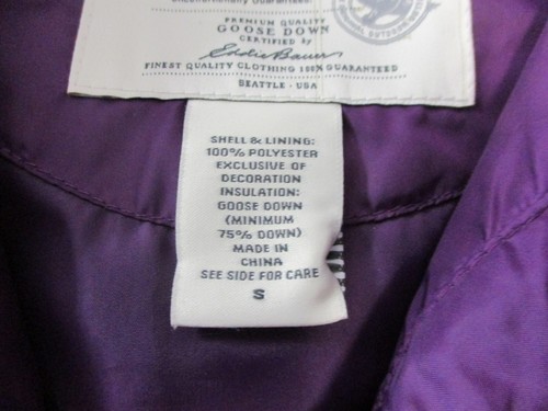 Eddie Bauer Puffer Vest Women's Small Purple Down Insulation Polyester * - Picture 7 of 13