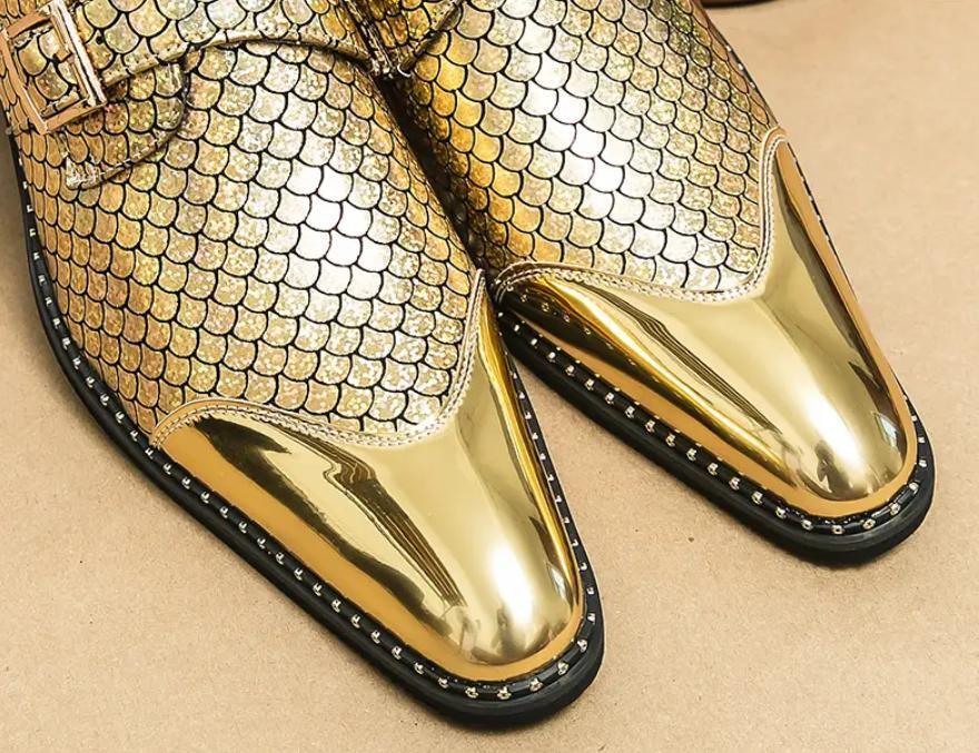 SAOLA Abito da uomo britannico punta a punta scala di pesce fibbia scarpe da sposa Solicing