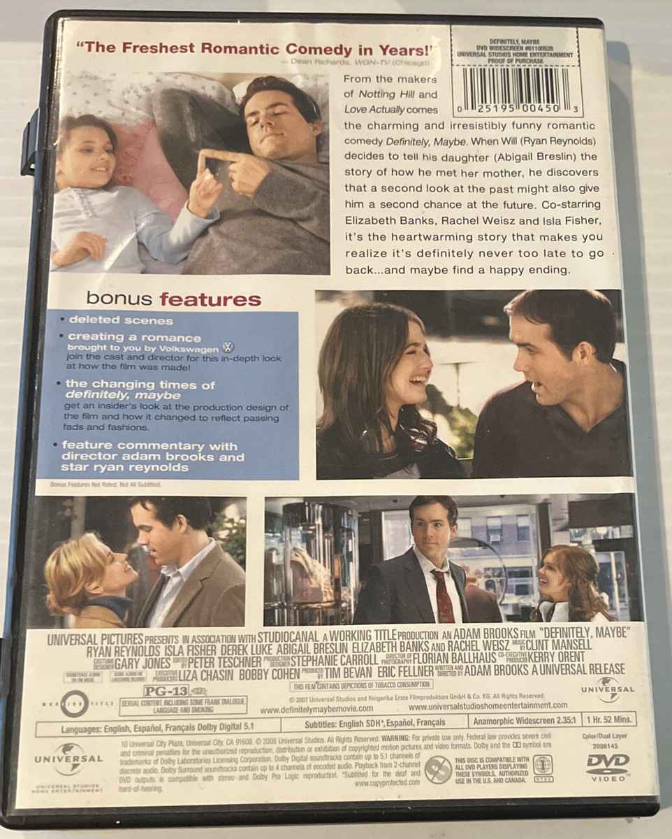 Definitely, Maybe (Widescreen) - DVD Ryan Reynolds Elizabeth Banks  