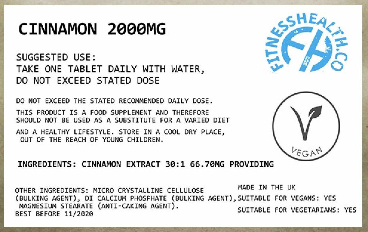 Fitness Health Cinnamon 2000mg Max Strength 60 Tablets WEIGHT LOSS